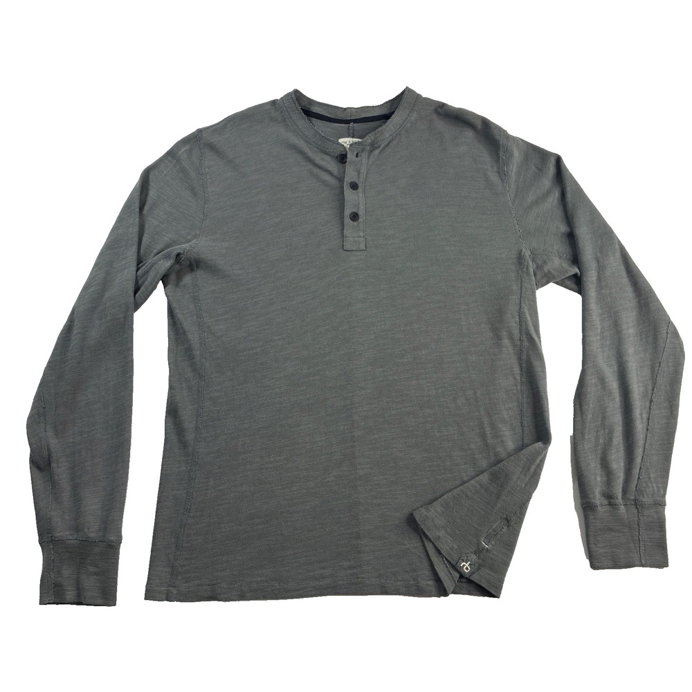 Rag & Bone Henley Shirt Mens XL Gray Long Sleeve Lightweight Jersey Casual Top